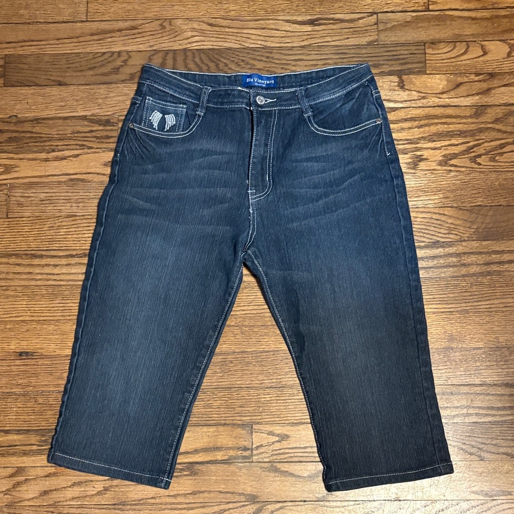 Blu Vineyard Dark Blue Denim Jeans Shorts - Classic Fit